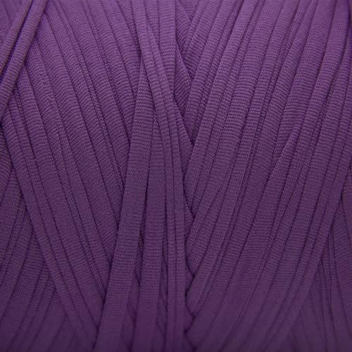 Image of 400g T Shirt Yarn, Tshirt Crochet Yarn for Crocheting Bag /Craft Project /Home Decor, 14.1oz /400g, 120yd /110m Crochet with Polyester Spandex Blend Stretch Fabric(Purple)