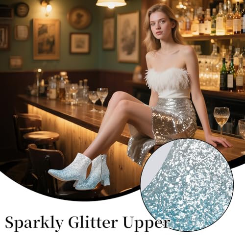 Image of MISSMILLER Rhinestone Boots for Women Sparkly Cowgirl Boots Pointed Toe Chunky Heels Rhinestone Cowboy Boots