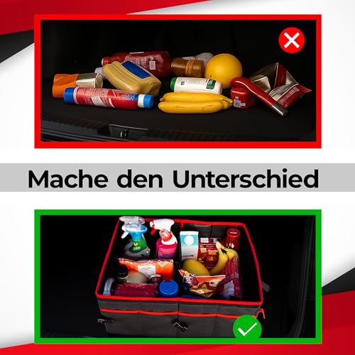 Pro2Protect PREMIUM [ 2x Test SEHR GUT Kofferraum Organizer Auto Zubehör Innenraum | 51x36x27Cm | Kofferraumtasche XXL | Faltbox WASSERDICHT | Autotasche Box | Geschenke für Frauen und Männer