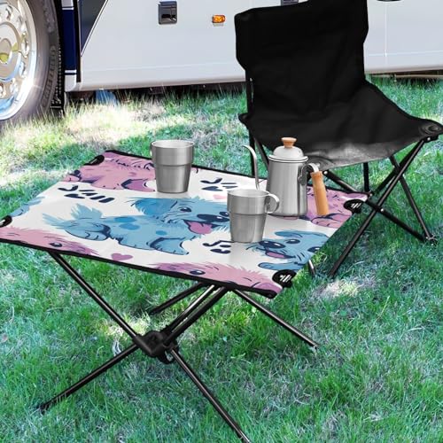 Mesa plegable para camping SDMKA con diseño de perros caricatura, portátil y duradera miniatura 2