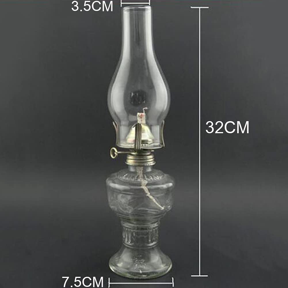 32Cm Kerosinglasplatte, Klassische Glasöllampe, Retro Dekoration Hochzeit Lampe Urlaub Dekoration Öllampe, Große Kapazität, Einstellbare Flammengröße,Blau