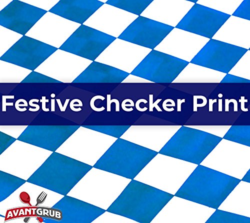 Image of Avant Grub Deli Paper 300 Sheets. Turn Your Backyard Cookout Party into Oktoberfest with Blue & White Checkered Food Wrapping Papers. Grease-Resistant 12x12 Sandwich Wrap Prevents Food Stains!