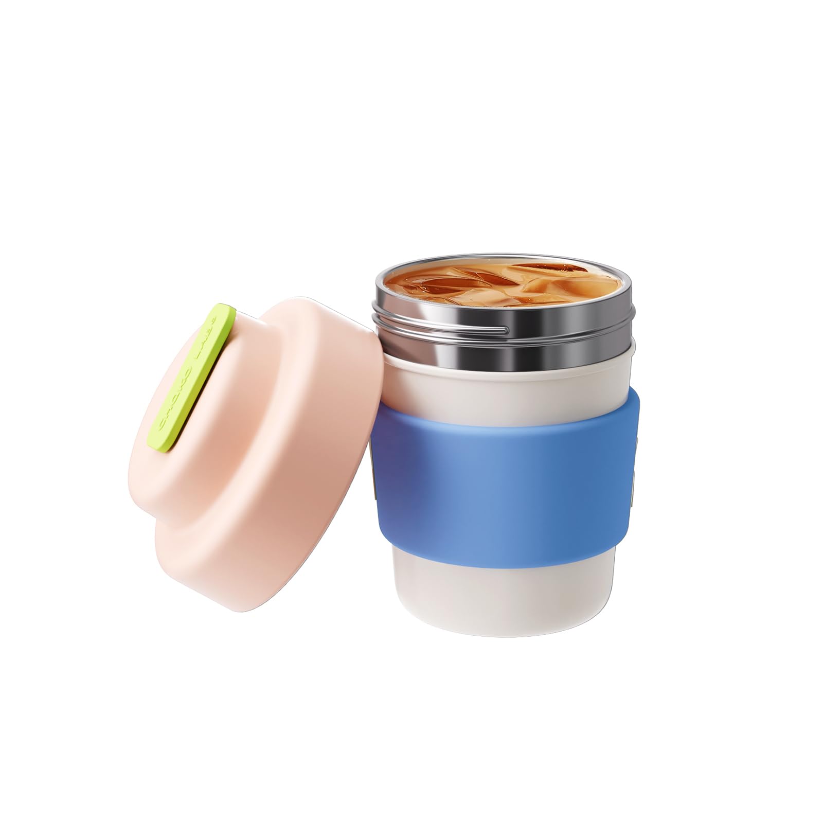 CHAKO LAB Insulated Travel Coffee Mug, Double vacuum wall,Easy to Grip,BPA free,Pink lid,14 OZ