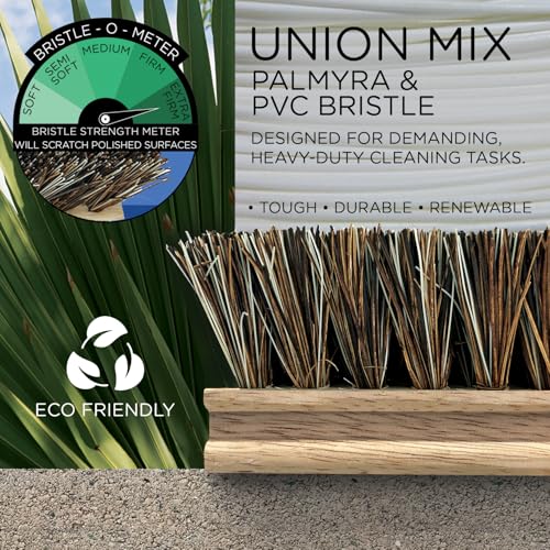 Image of LOLA Deck Scrub Brush, 9 inch x 3.5 inch Head w /Palmyra & PVC Bristles for Outdoor Cleaning, Removes Dirt & Grime from Patios, Decks, Grout, 9 CT