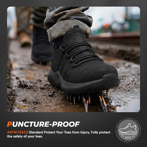 Image of Steel Toe Work Shoes for Men Women丨Non Slip Waterproof Safety Sneakers