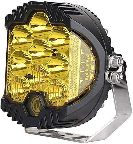 7 Inch 90W Amber Yellow LED Work Light Bar Side Shooter Off Road Driving Light Spot Flood Combo Driving Lamp IP67 Waterproof Fog Lights for Jeep Truck ATV SUV Car Boat