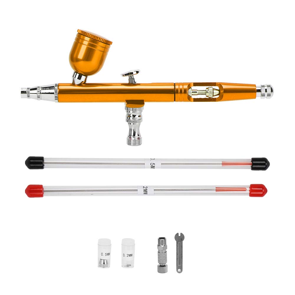 Malerei Airbrush Pistole Set Pneumatische Werkzeug Schwanz Ar130T Pneumatische Spritzpistole Schwanz Externe Einstellung Spritzen Bereich Und Dicke Einstellung Airbrush Sets (Gold)