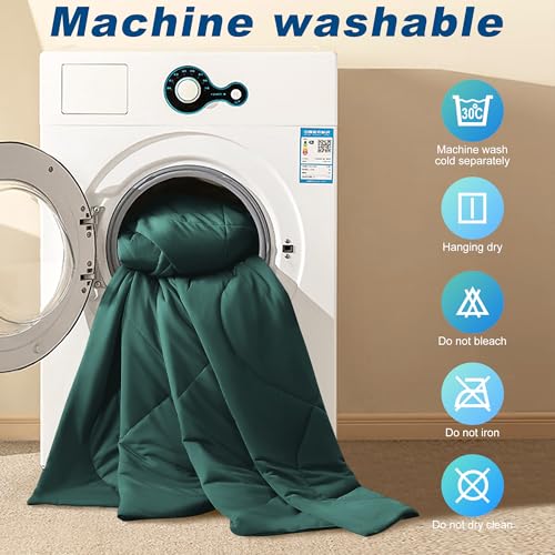 Image of Cooling Comforter Queen Size, Double-Sided Cold Tech Quilted Bed Comforters Cooling Blanket for Hot Sleepers, Breathable Lightweight Summer Bedding, All-Season Ice Blanket, Emerald Green