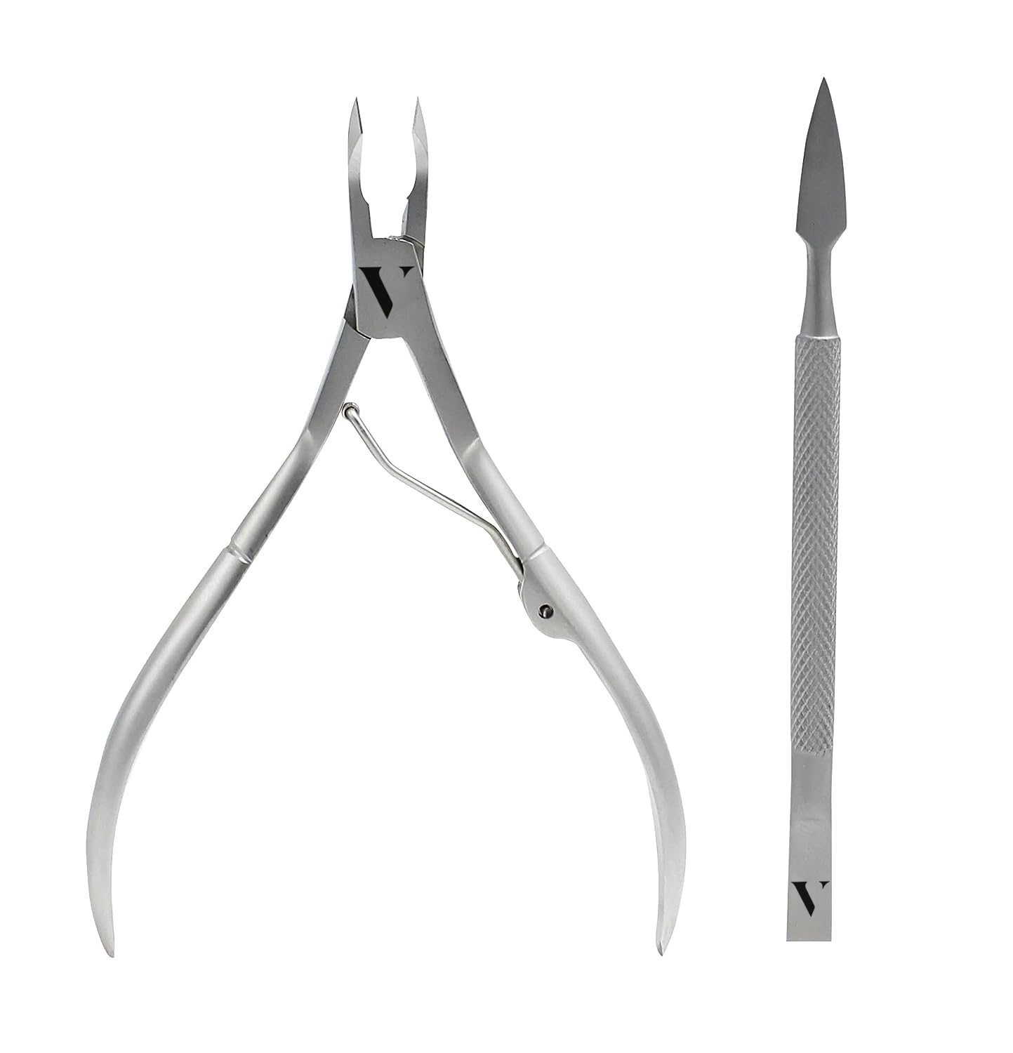 VIVRE Cosmetics Stainless Steel Cuticle Trimmer with Cuticle Pusher - Professional Grade and Durable Cuticle Remover - Perfect Pedicure Manicure, Nail Tech & Personal Care Tools