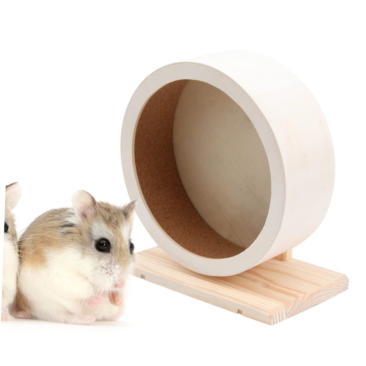 Levemolo Solid Wood Exercise Wheel for Dwarf Hamsters Hedgehogs Small Pets Non-Run Disc Pet Exercise Toy 12.6 Inches