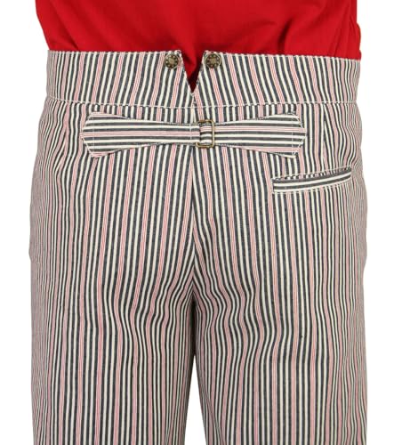 Historical Emporium Men's High Waist Fillmore Striped Cotton Trousers, Victorian Western Pants with Suspender Buttons4