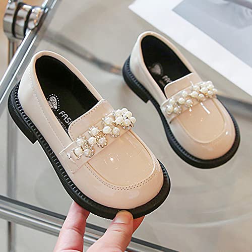 Fashion Spring Summer Children Casual Shoes Girls Leather Shoes Thick Sole Non Slip Dress Girls Knee High Snow Boots (Beige, 10.5-11 Years Big Kids)2