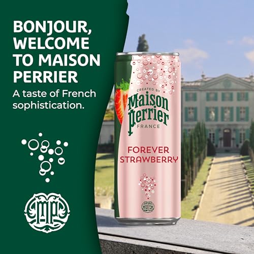 Image of Maison Perrier Forever Strawberry Flavored Sparkling Water, 11.15 Fl Oz Cans, 8 Count, 3 Pack