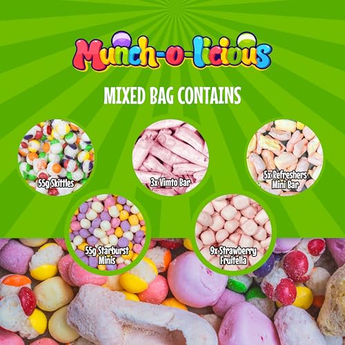 Munch-o-licious Gefriergetrocknete Süßigkeiten - 100g Vegane & Halal Freeze Dried Candy - Ideal als Geschenk - TikTok-Trend - Perfekt für Weihnachten - Knusprig und Lecker
