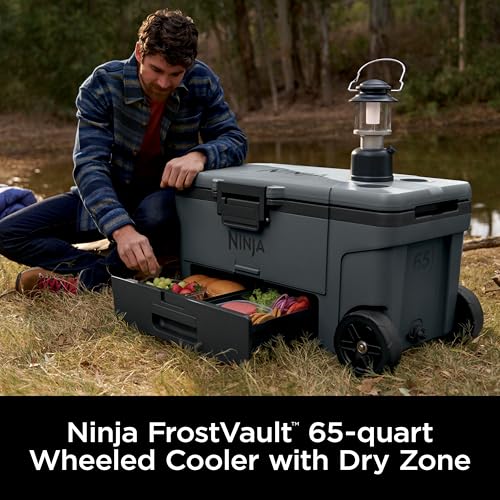 Image of Ninja FrostVault | 65qt Wheeled Cooler with Cold Dry Zone | Integrated Fridge-Temp Dry Storage Drawer | Premium Heavy-Duty Insulated Cooler | Keeps Ice for Days | Charcoal Gray | FB265CG