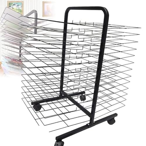 Stojak do suszenia z kółkami38 wyjmowanych półek,Płótno klasowe Sto i malowanie Suszenie Rozpuszczalny stojak do układania w stos na Dings & Artworkt dla artystów