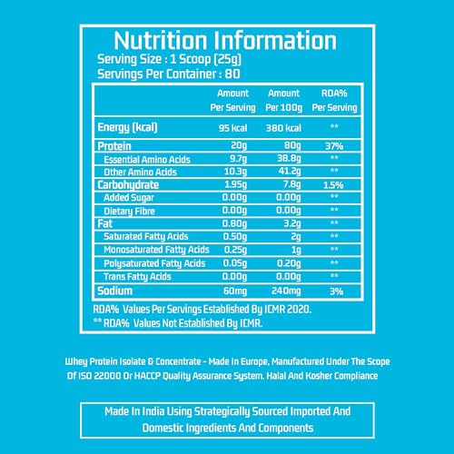Image of Myfitness Whey Protein Isolate Concentrate Blend 2kg Mango Kulfi 80 Servings | 80% Protein Per Serving | Added Digestive Enzymes | Whey Protein Powder