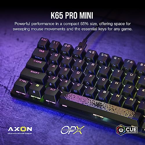 Corsair K65 PRO Mini RGB 65% Optical-Mechanical Wired Gaming Keyboard - OPX Switches - PBT Double-Shot Keycaps - iCUE Compatible - QWERTY NA Layout - Black - image 2