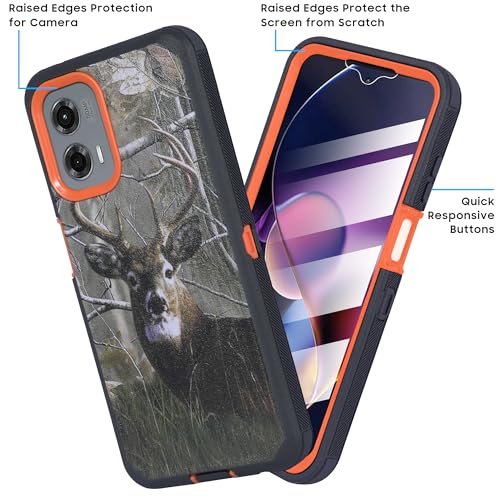 ThousandGear Compatible for Motorola Moto G 5G 2024 Case with Clip Belt Holster, Heavy Duty Military Grade Drop Protective Case with Built in Screen Protector (Deer)