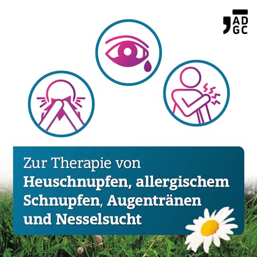 Cetirizin-ADGC® - 50 Stück - Allergie-Tablette mit schneller und langanhaltender Wirkung gegen Allergien, Heuschnupfen, Nesselsucht und tränende Augen - für Erwachsene und Kinder ab 6 Jahren