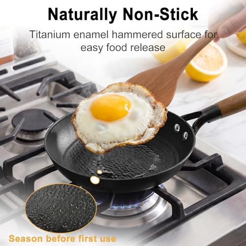 Image of 8-Inch Small Cast Iron Skillet, Lightweight Titanium Enameled Frying Pan