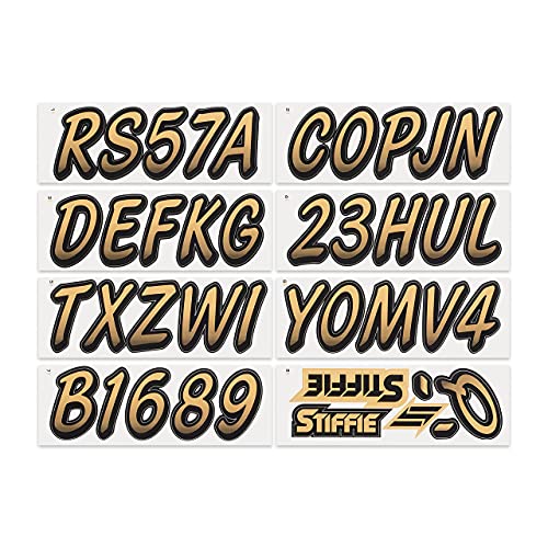 Image of STIFFIE Whipline Tan /Black 3 inch Boat & PWC Registration Decals • Numbers Letters Stickers
