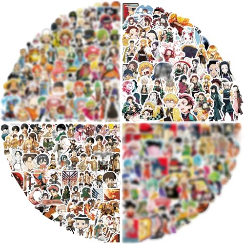 Arme Anime Stickers Mixed Pack 300Pcs Mixed with Classic Anime Theme Sticker Pack Vinyl Waterproof Stickers and Decals for Bottles Laptops Skateboards and Notebooks Stickers for Adults&Kids&Teens