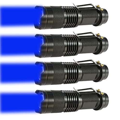 Lampe LED bleue de chasse et pêche de nuit avec zoom pour repérer les traces | Lot de 4