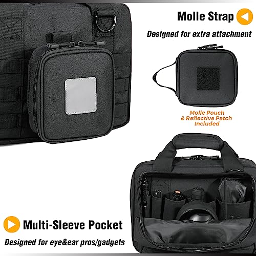 DBTAC Gun Case Bag Compact Small-PLUS | Tactical 3x Pistol Bag Firearm Shooting Case with Lockable Zipper for Shooting Range Outdoor Hunting, Black