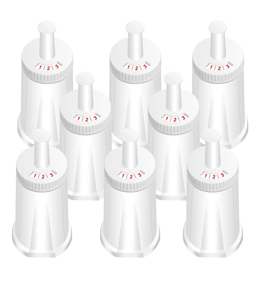 Filter - Replacement Water Filter Compatible with Breville Sage Claro Swiss For Oracle, Barista & Bambino - Compare to Part #BES008WHT0NUC1.Pack of 8（First use without adding coffee powder ）