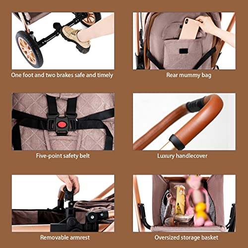 2022 【upgrade】 kinderwagen, 3 in 1 baby buggy lichtgewicht kinderwagen, opvouwbare kinderwagens baby trolley baby… - Afbeelding 5