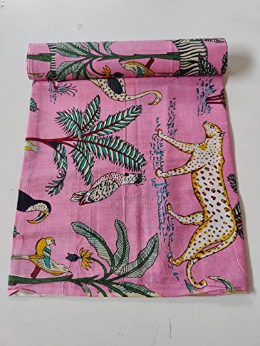 Image of Floral Printed Cotton Fabric Cloth Hand Block Print Fabric Women Material Running Jaipuri Hand Block Printed Women Dress Material Kurtis Natural 44 inch Inches Width 2.5 Meter (Pattern 24)