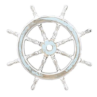 Deco 79 Wood Ship Wheel Wall Decor, 24" x 2" x 24", Blue 51KiFm06A1L. SS400