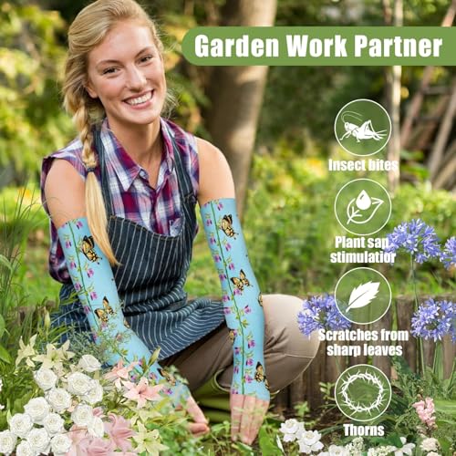 Image of Bebila Gardening Sleeves for Women Farm UV Sun Protection Anti-Scratch Cooling Sleeves with Thumb Hole Arms Cover Outdoors