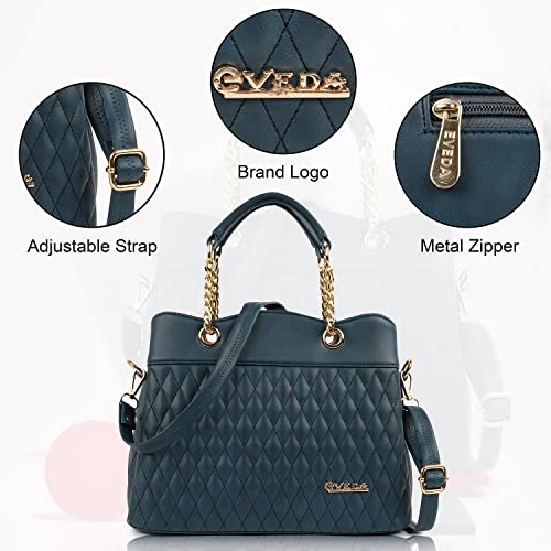 Image of EVEDA Synthetic Vegan Leather Classic Chain Strap Top Handle Handheld Shoulder Crossbody Water Resistant Handbag For Women