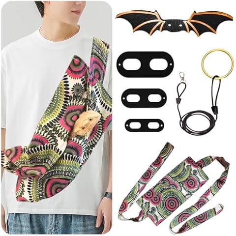 Zayookey Bearded Dragon Carrier Leather Leash Set Lizard Adjustable Harness Leash (S,M,L, 3 Pack) Reptile Small Pet Backpack Bearded Dragon Training Leashes for Outdoor Travel Cover