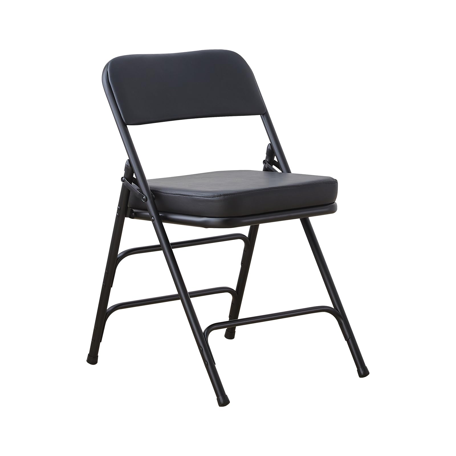 BOOSDEN Black Padded Folding Chair, Heavy Duty Folding Chair with Thick Cushion, Foldable Metal Chair for Indoor Outdoor Dining Party, PU Leather Fold