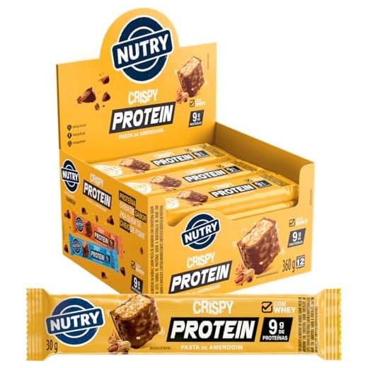 Nutry Barra De Proteínas Crispy Pasta De Amendoim 30G - Display Com 12 Unidades - Com Whey E 9G De Proteínas