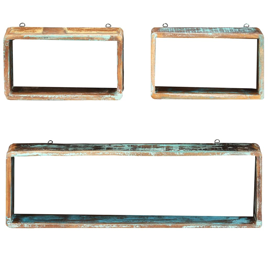 (Entrega flash) Estantes flotantes prácticos y decorativos para cocina, baño, salón, dormitorio, etc. 3 piezas, madera maciza reciclada.