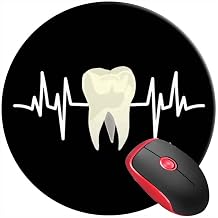 Mouse Pad Tooth Heartbeat Dentist Dental Hygienist Assistant, Round Mousepad, Non-Slip Rubber Base Mouse Mat for Laptop and Computer