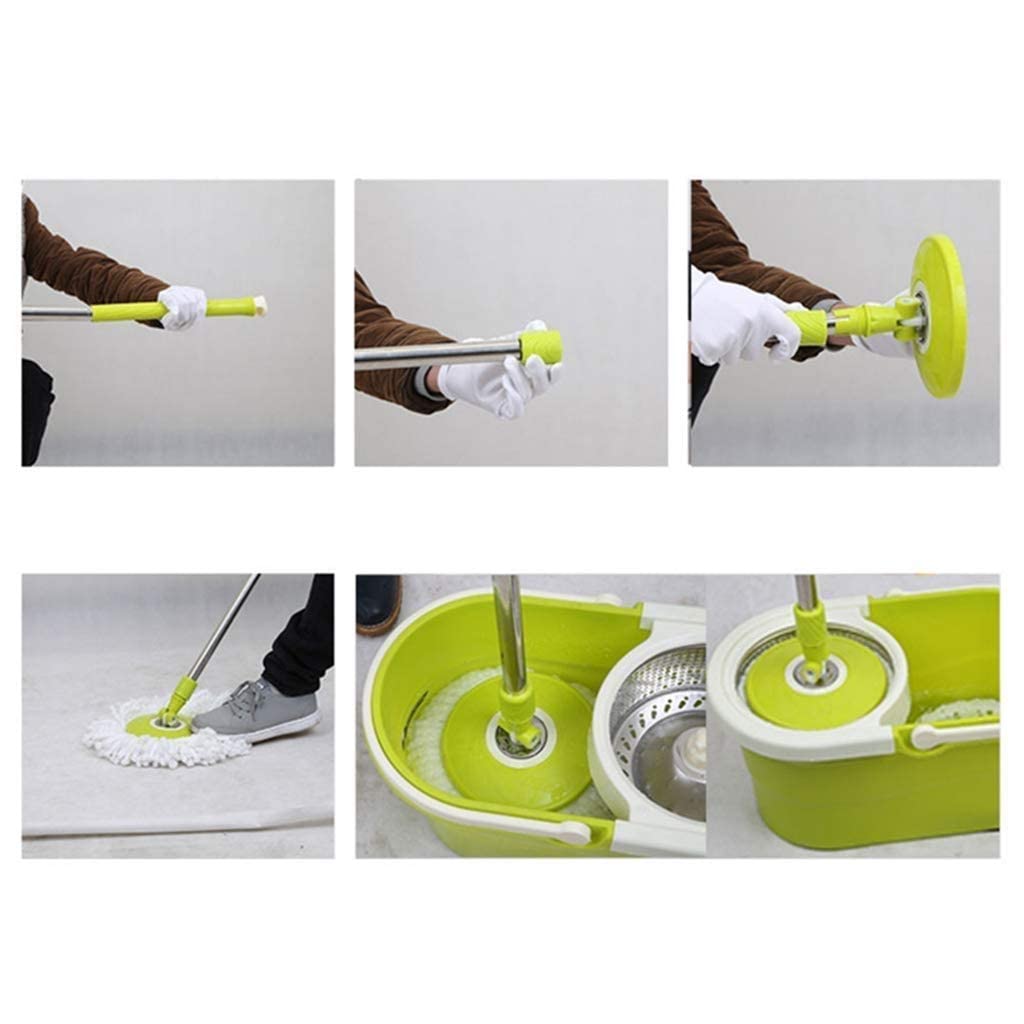 Trapeador Giratorio 360 ​​° Trapeador Giratorio Sistema Limpieza del hogar Trapeador Piso Cubo Kit Limpiador Piso Madera Dura más 5 Cabezales trapeador