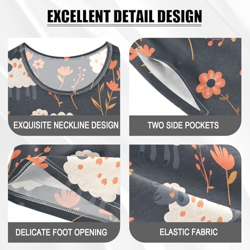 ALAZA Sheep Flower Vintage Pajamas Short Sleeve 2 Piece Sleepwear Top and Bottom Pajama Set Unisex4
