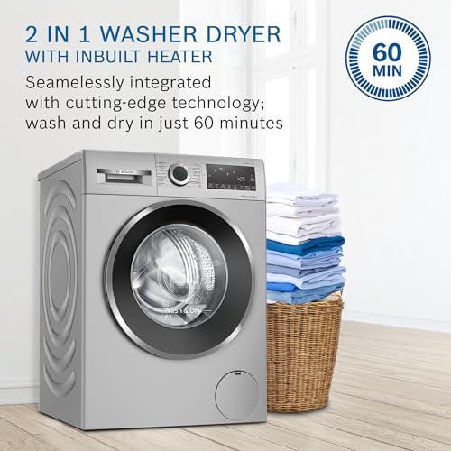 Image of Bosch 10.5 /6 KG Inverter Fully Automatic Front Load Washer Dryer with LED TOUCH DISPLAY (WNA264U9IN,Silver)