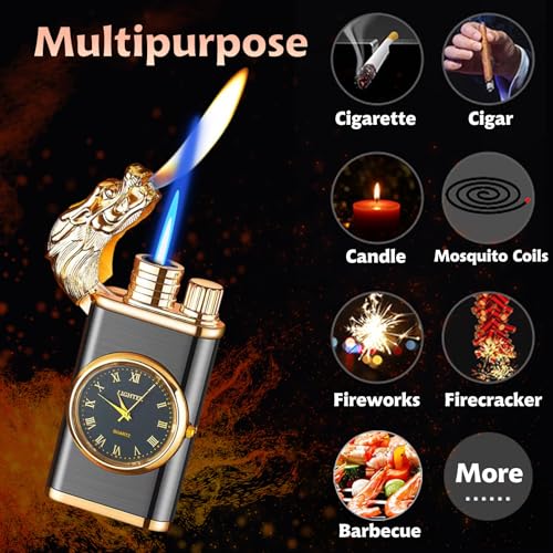 Encendedor antorcha doble llama recargable de butano miniatura 2