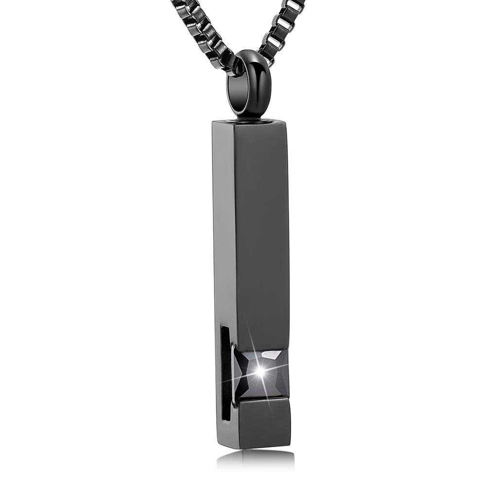 XSMZB Crystal Cremation Urn Jewelry Cube Memorial Ashes Necklace Pendant Keepsake- Black Birthstone Series