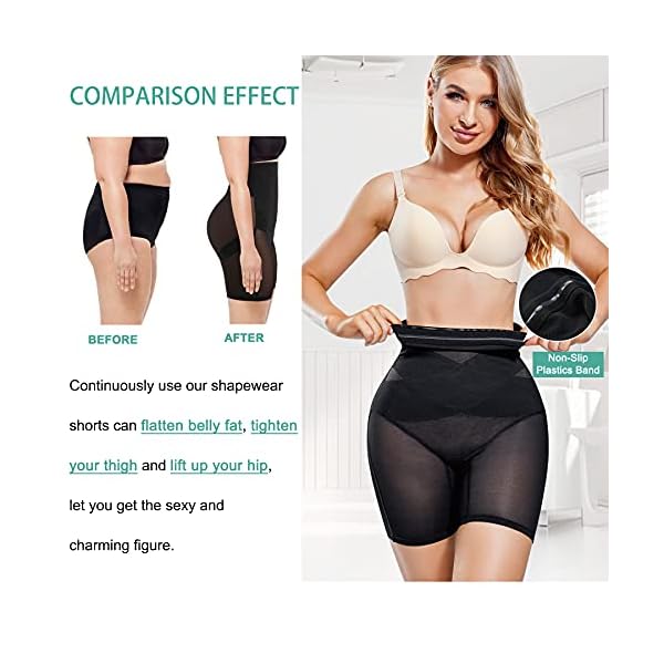 MERYOSZ-Tummy-Control-Shapewear-for-Women-High-Waist-Waist-Trainer-Shaper-Slip-Shorts-Butt-Lifter-Thigh-Slimmer-Panties MERYOSZ Tummy Control Shapewear for Women Seamless High Waist Trainer Shaper Slip Shorts Butt Lifter Thigh Slimmer Panties (Black, L)