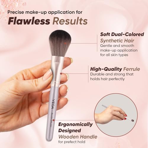 Image of Vega Makeup Brush Set of 7 for Women | Soft & Premium Makeup Brushes for Face, Eye & Foundation | Professional Makeup Kit for Blending, Contouring, Concealer & Eye Shadow | Travel-Friendly (MBNS-07)
