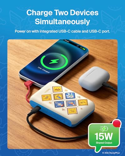 Image of Belkin Disney Toy Story 5 Power Bank, BoostCharge Portable Charger with Integrated Cable 10K PD 20W - Fast Charge USB-C Power Delivery, Portable iPhone Charger for iPhone 17, iPad Pro, Galaxy S26
