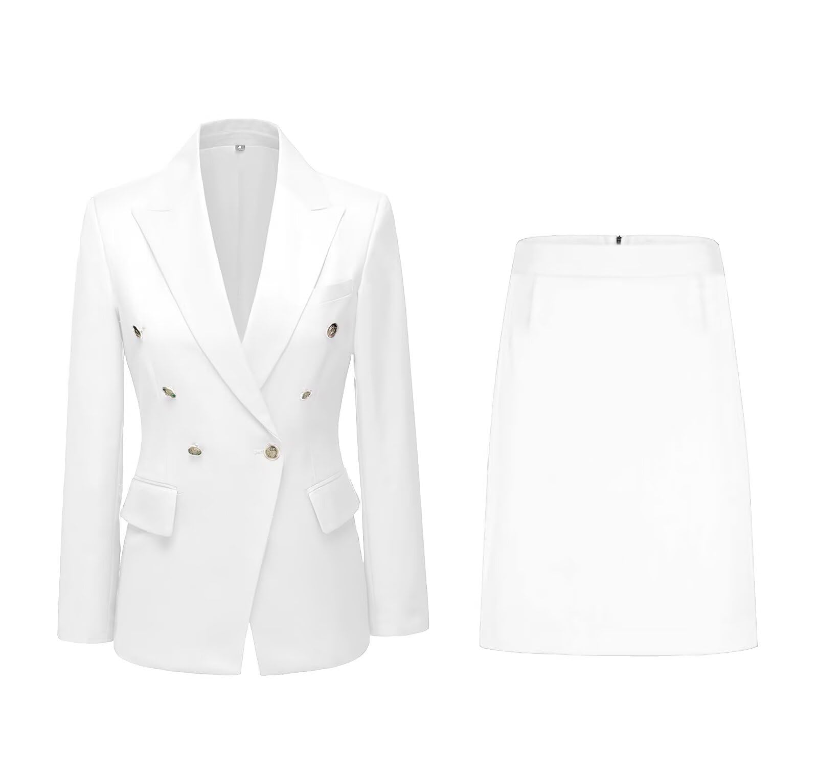 Women Suits 2 Pieces Set Double Breasted Skirt Suit for Business Formal Professional Casual Wedding Skirt Outfit
