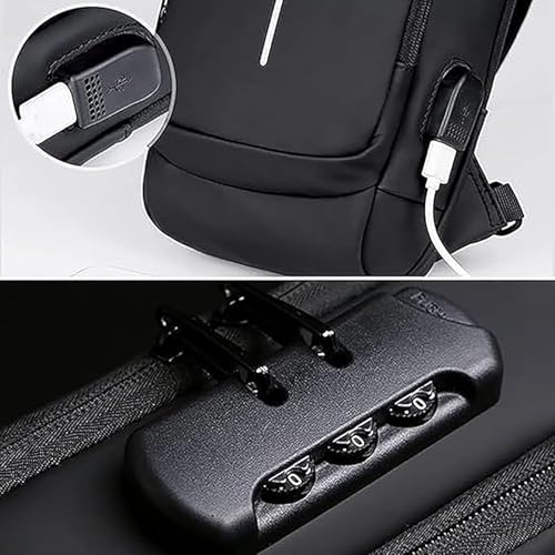 Image of WildHorn AeroShield Waterproof Anti-Theft Sling Bag for Men & Women | Crossbody Chest Shoulder Bag with USB Charging Port | Lightweight, Travel & Daily Use | Adjustable Strap